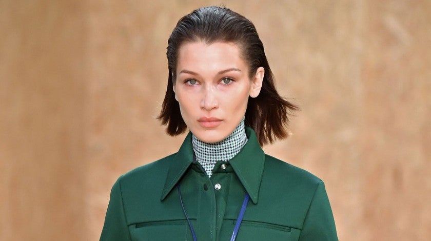 Bella Hadid walks the runway during the Lacoste as part of the PFW