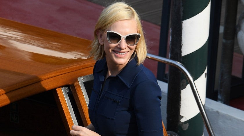Cate Blanchett on boat in venice