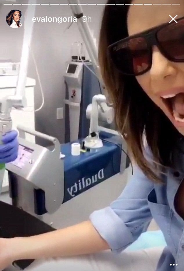 Eva Longoria Documents Tattoo Removal On Snapchat I M About To Zap These Suckers Off Entertainment Tonight