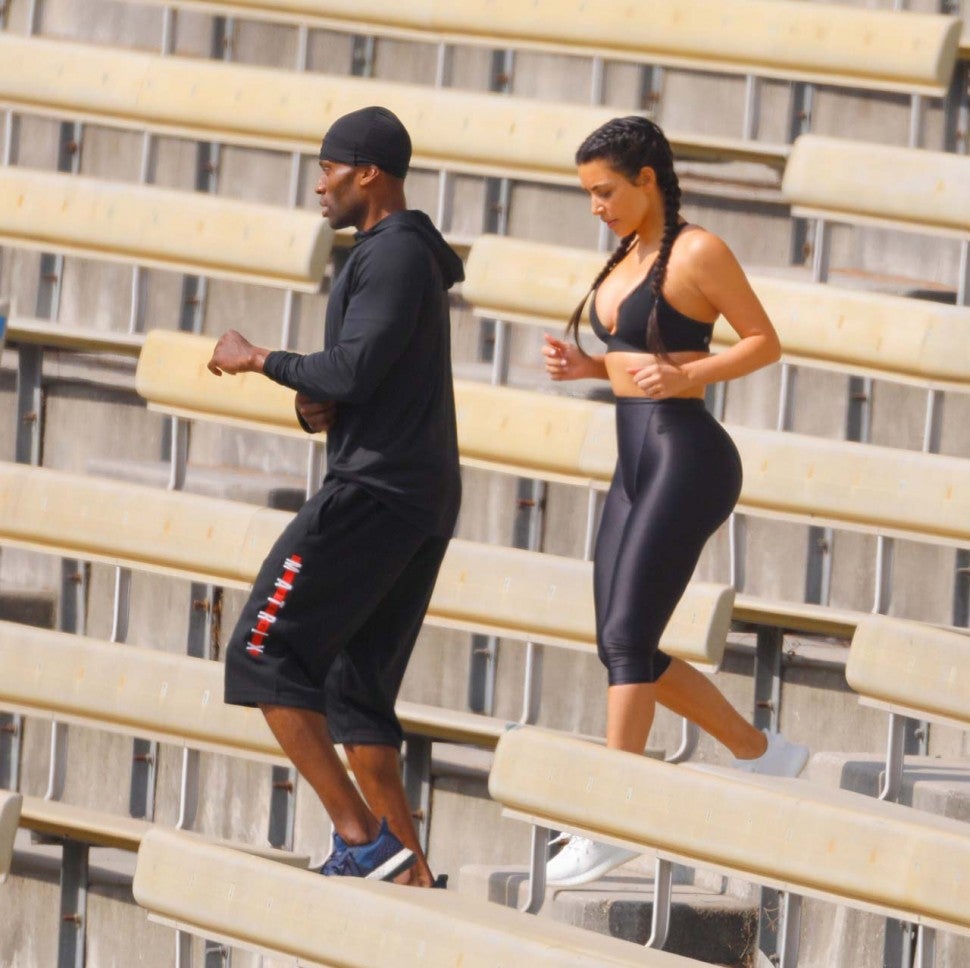 Kim Kardashian Sweats Her Way Through Intense Workout in Skin-Tight  Exercise Gear -- See the Pic! | Entertainment Tonight