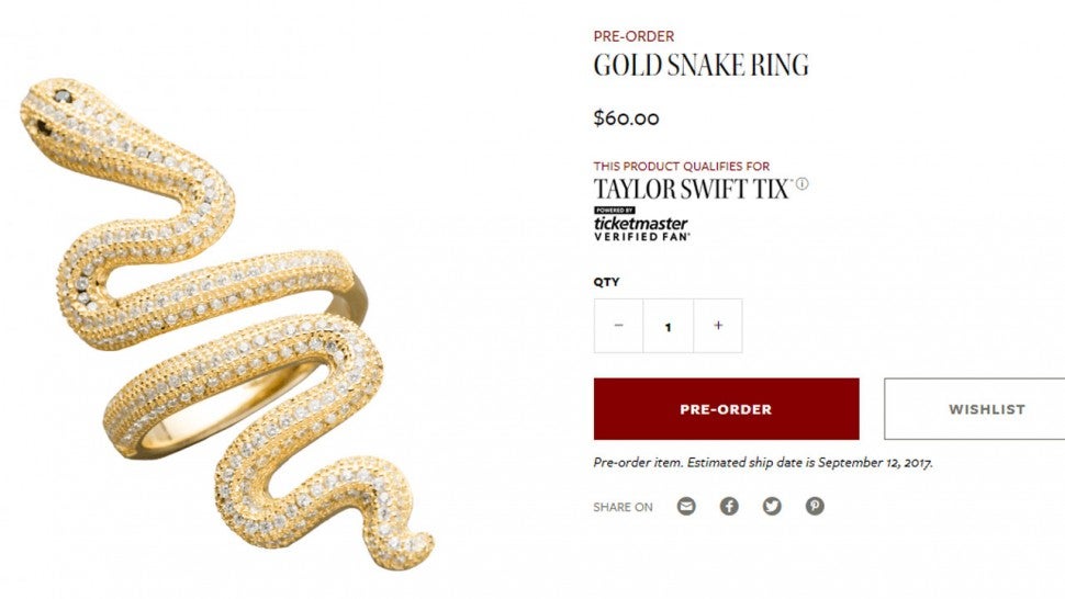 Taylor Swift Snake Ring