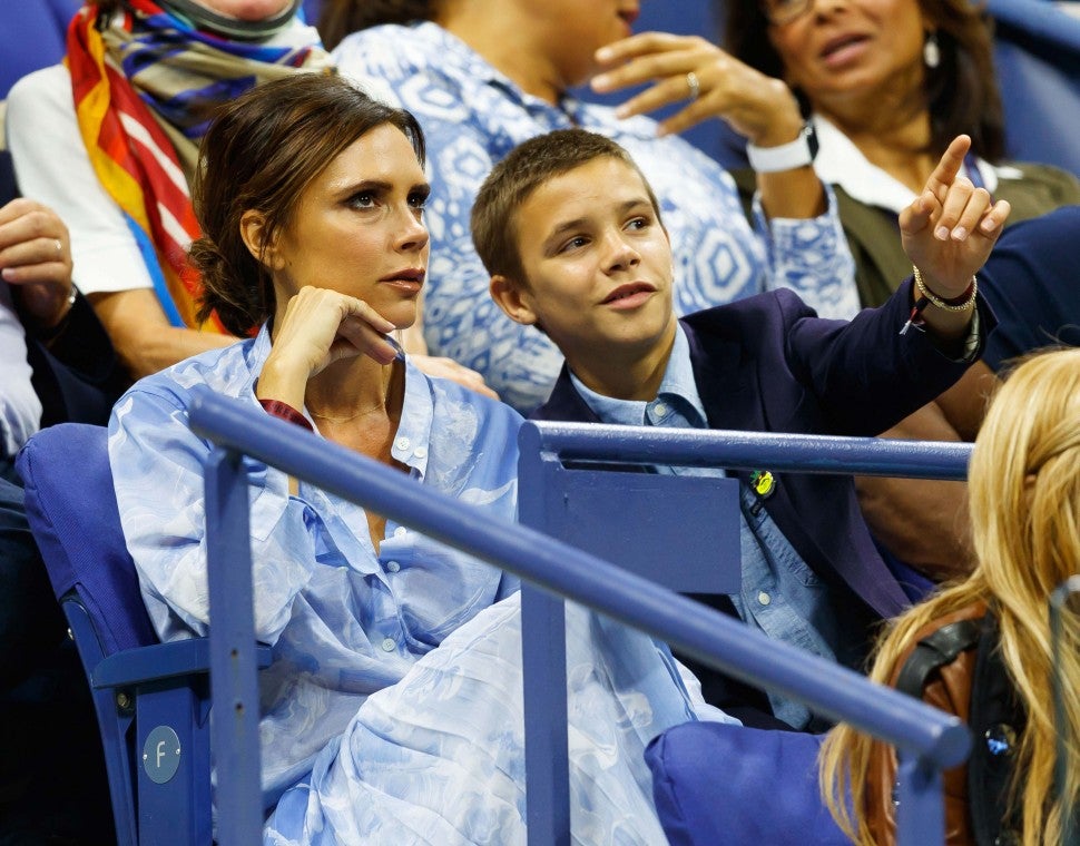 Victoria and Romeo Beckham at the 2017 US Open