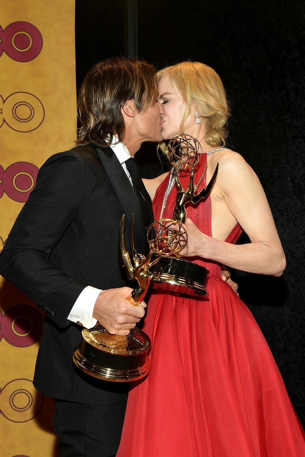 Keith Urban kisses Nicole Kidman at the Emmys