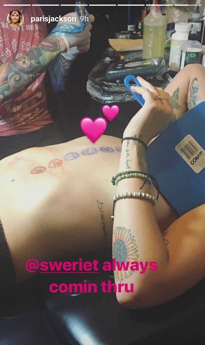 Paris Jackson shares tattoo in progress on Instagram 090317