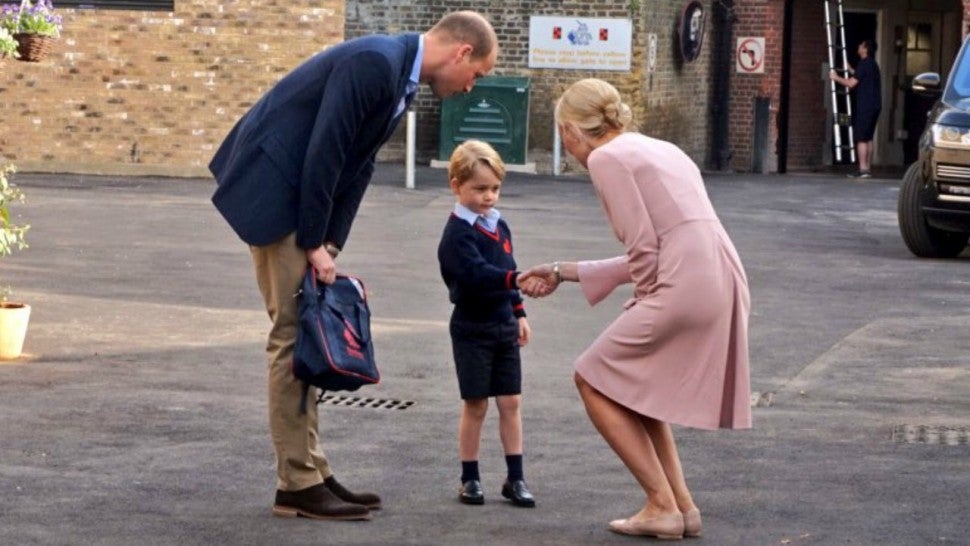 Prince William takes Prince George to school