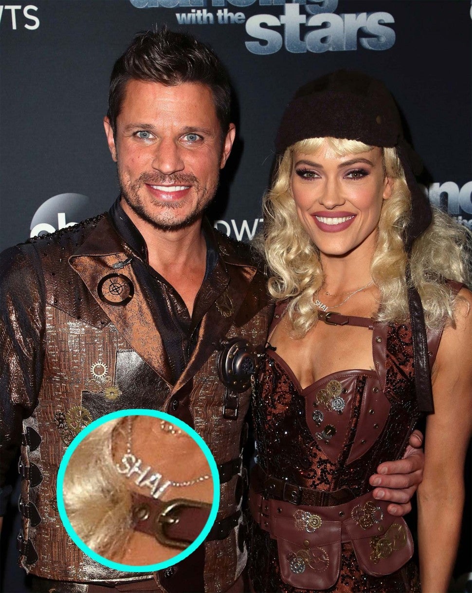 Nick Lachey and Peta Murgatroyd on DWTS, with Shai Necklace Inset