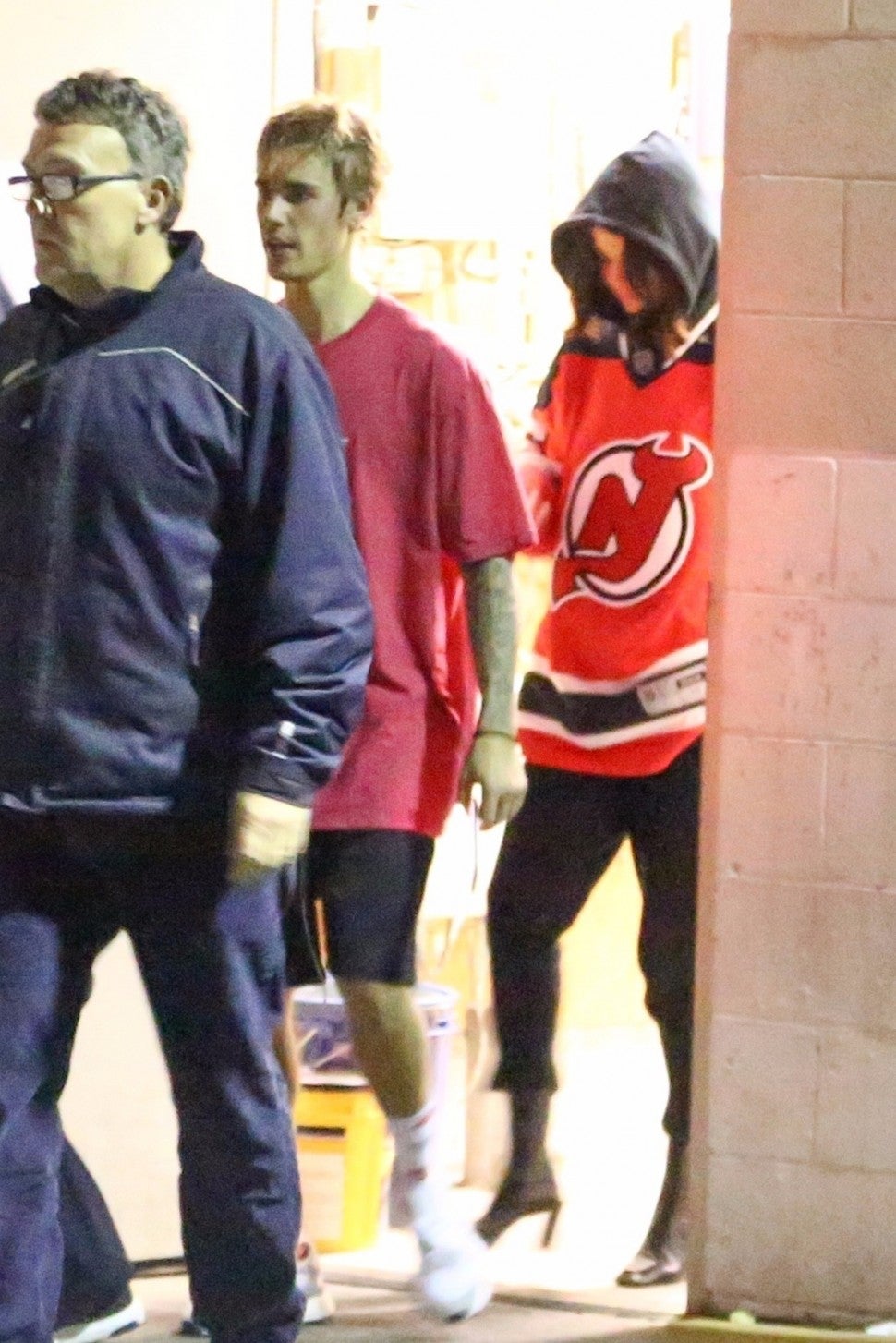Justin Bieber and Selena Gomez attend his hockey game