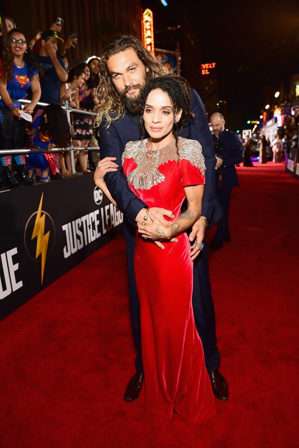 Lisa Bonet and Jason Momoa at 'Justice League' premiere