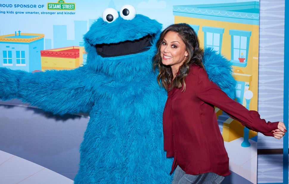 Vanessa Lachey and Cookie Monster