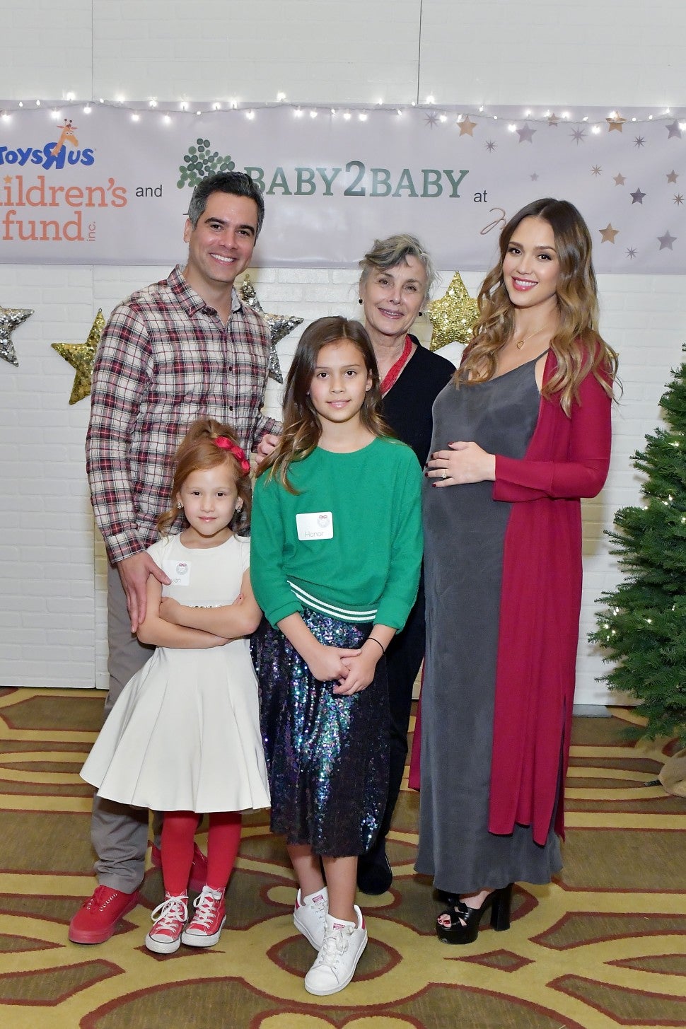 Jessica Alba, Cash Warren and daughters at baby2baby event