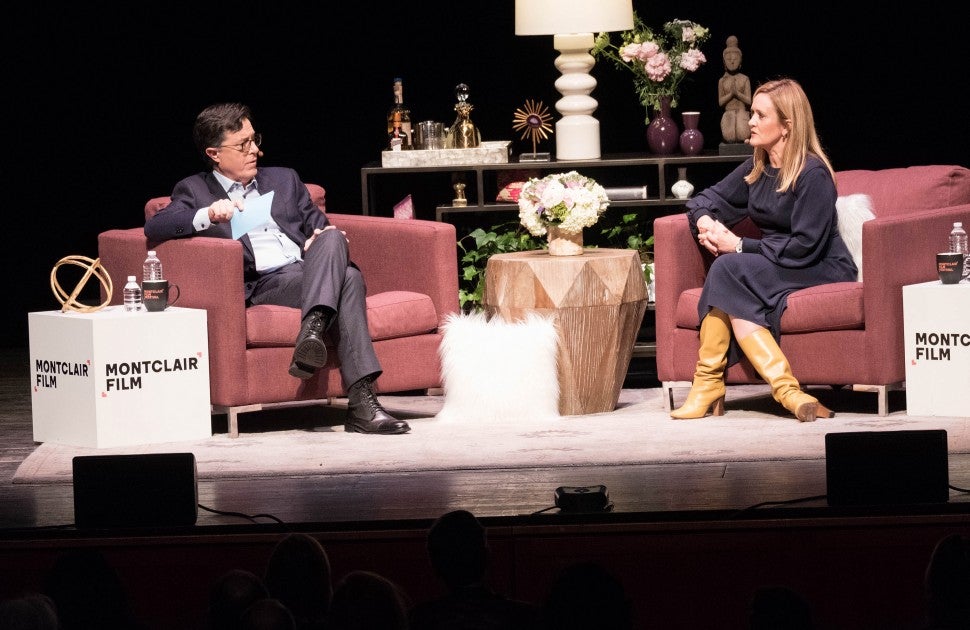 Stephen Colbert and Samantha Bee onstage at Montclair Film Festival fundraiser