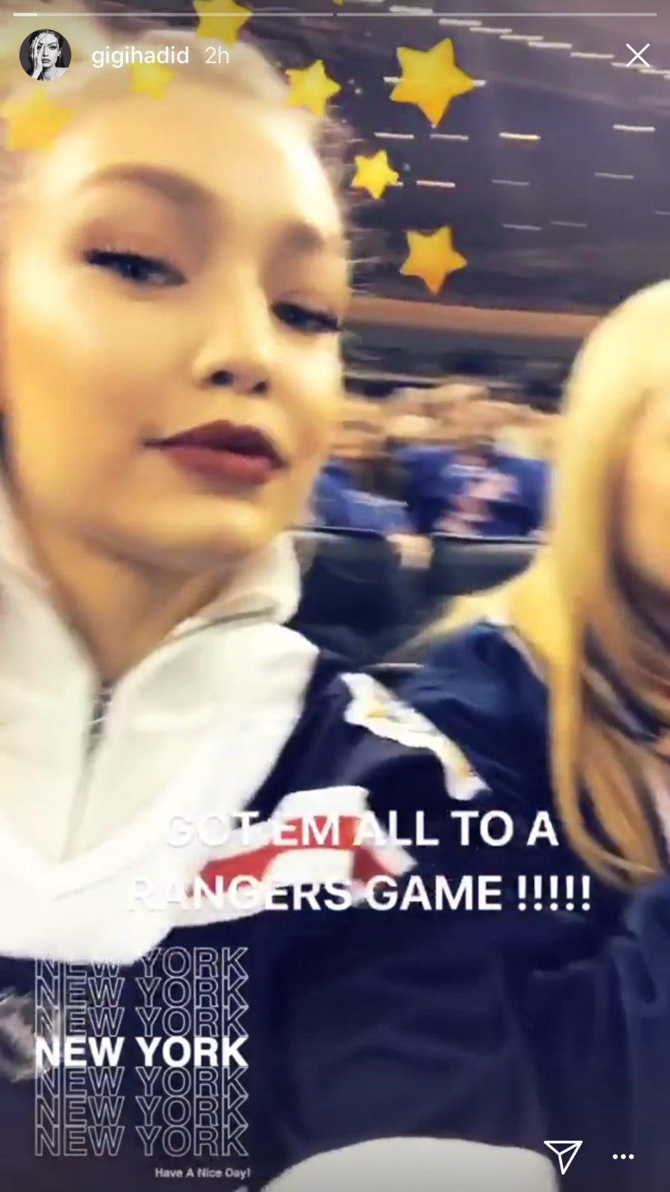 Gigi Hadid at Rangers game