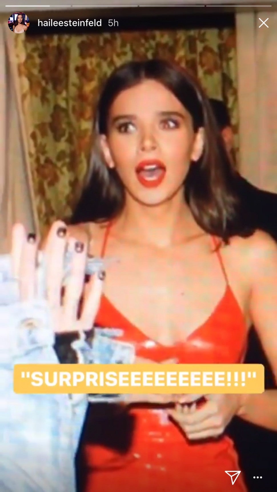 Hailee Steinfeld surprised at her birthday party