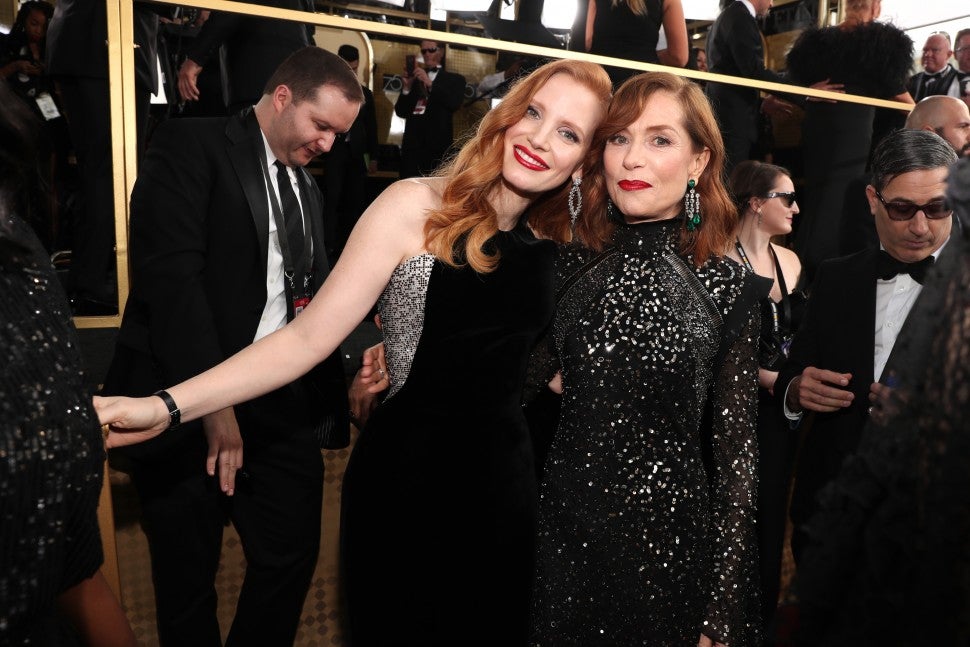 Jessica Chastain and Isabelle Huppert Golden Globes 2018