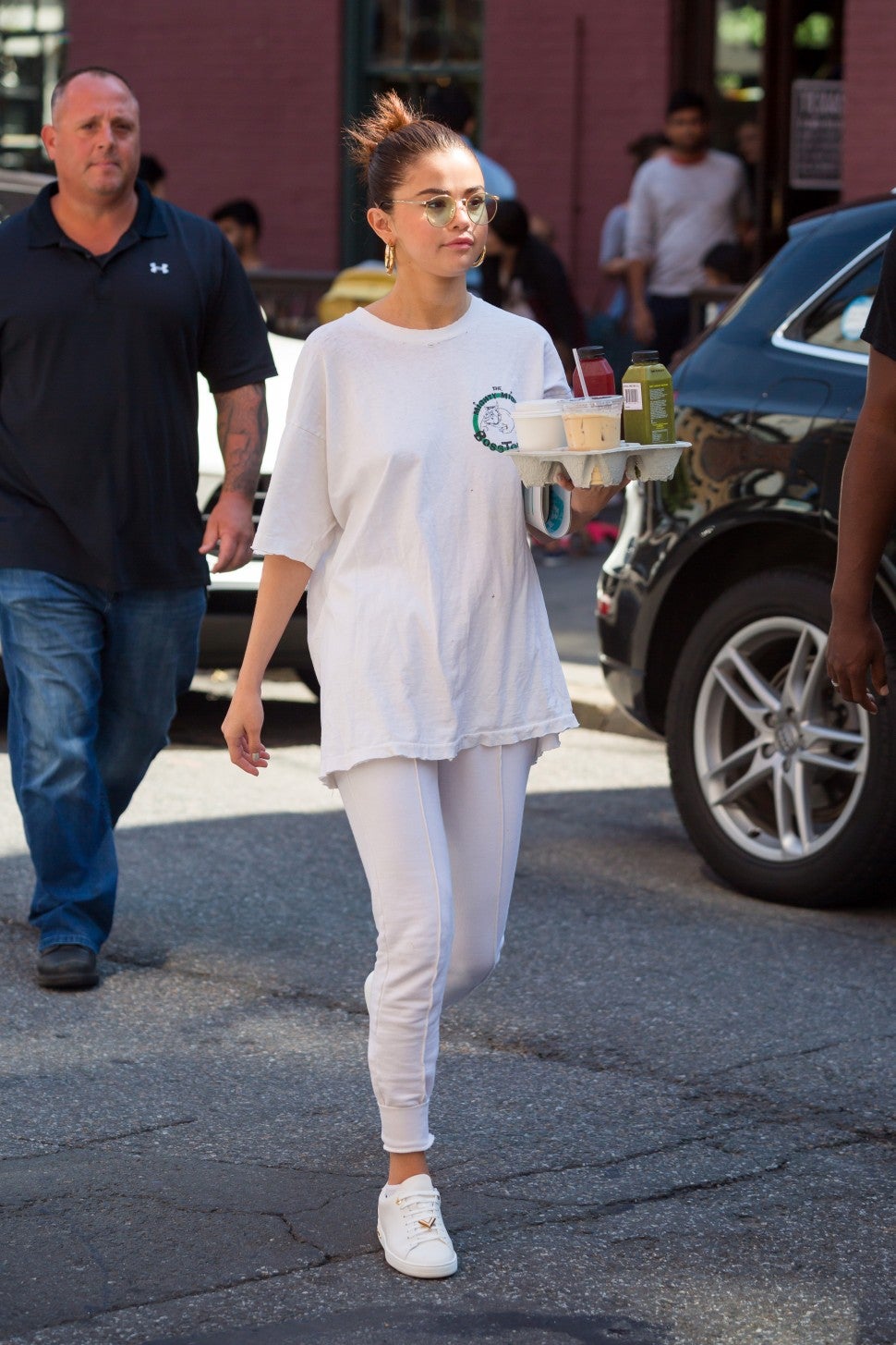 Selena Gomez in oversized white tee