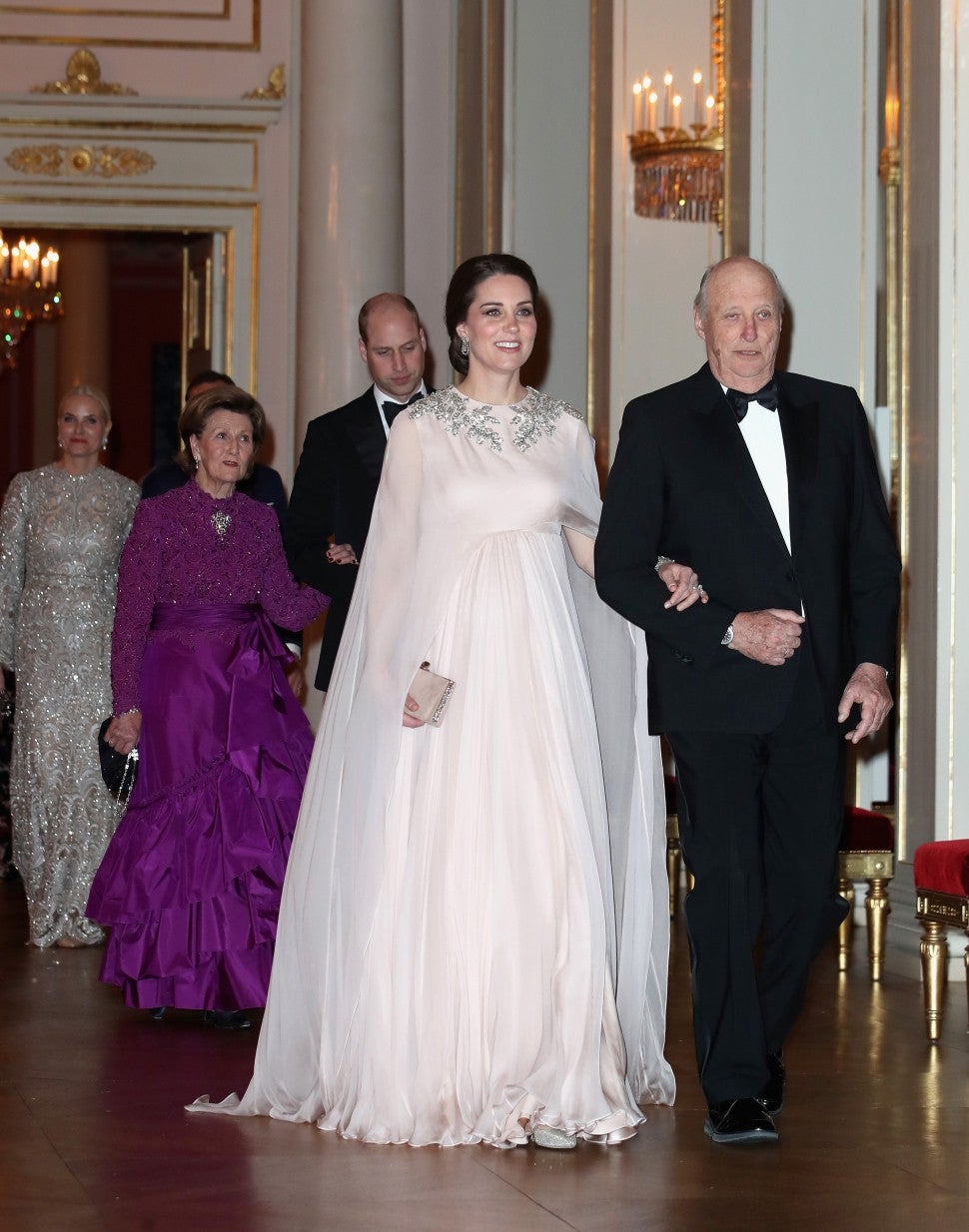 Kate Middleton attends an official dinner in honor of her and husband Prince William at the Royal Palace in Oslo, Norway.