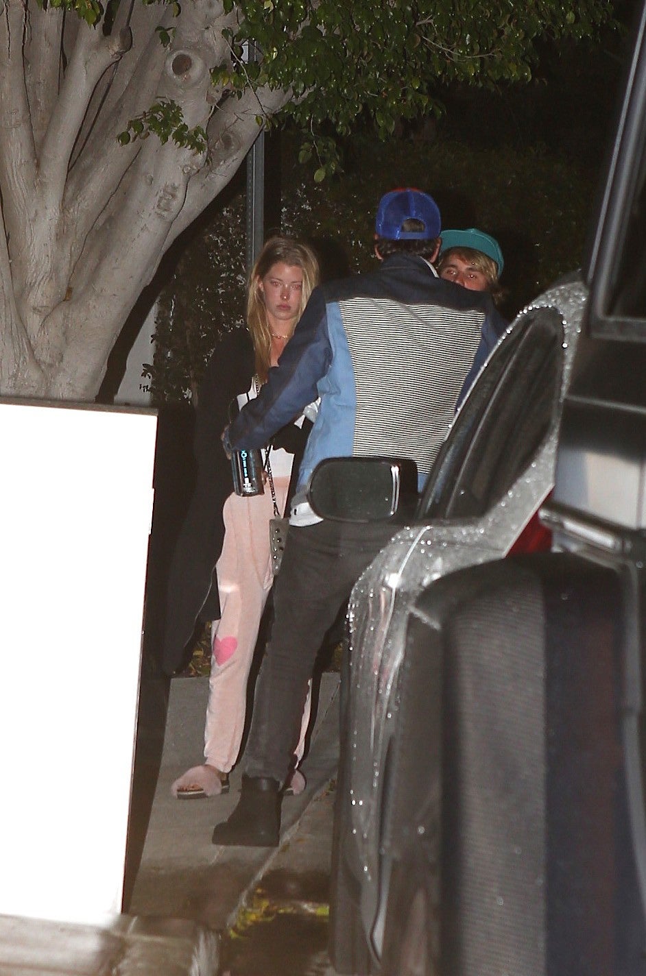 Baskin Champion and Justin Bieber head to his home after attending a Craig David concert.
