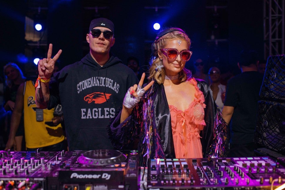 Paris Hilton and fiancé Chris Zylka in Miami