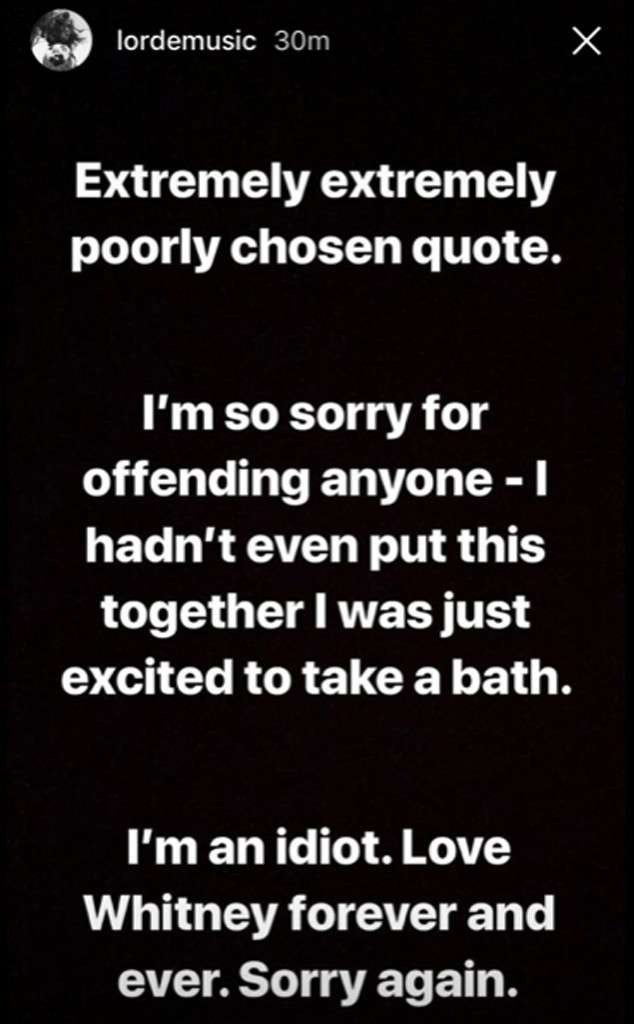 Lorde Instagram apology