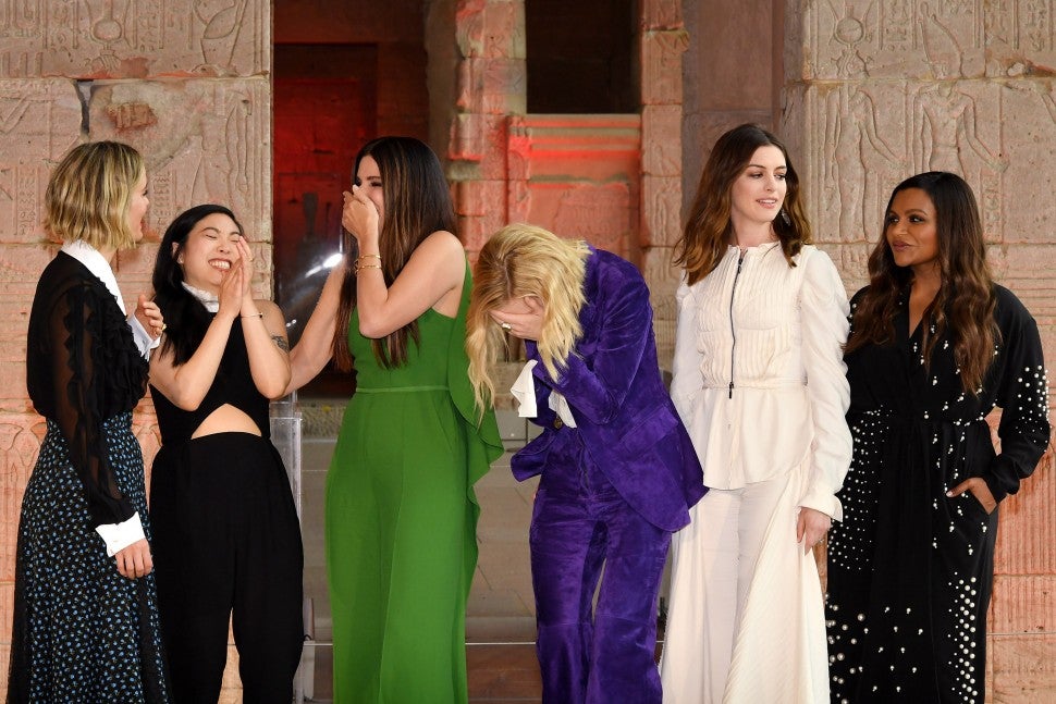 Sarah Paulson, Awkwafina, Sandra Bullock, Cate Blanchett, Anne Hathaway and Mindy Kaling attend the 'Ocean's 8' worldwide photo call at The Metropolitan Museum of Art on May 22, 2018 in New York City.