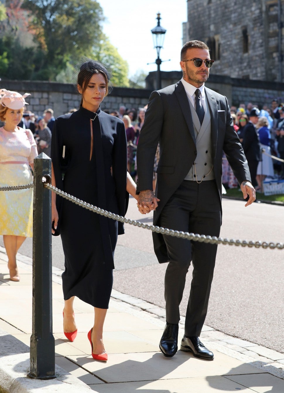 Victoria and David Beckham arrive at Prince Harry and Meghan Markle's Wedding