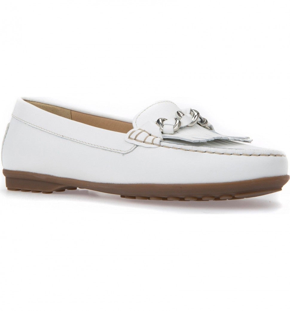 Geox white leather moccasin shoes