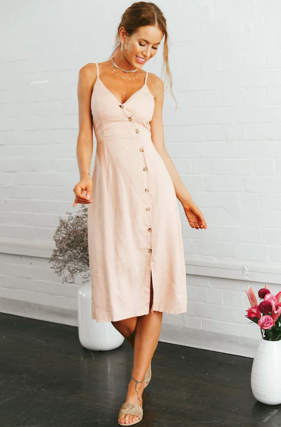 Hello Molly pink buttoned dress