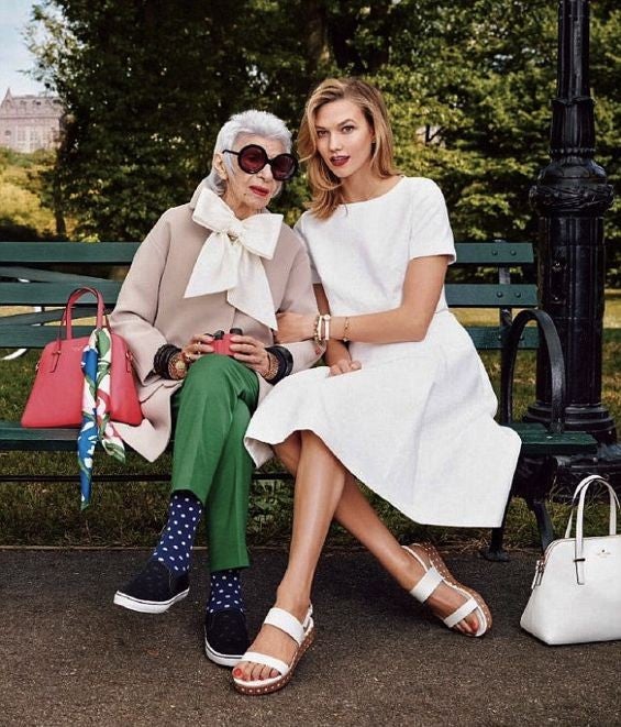 Iris Apfel with Karlie Kloss for Kate Spade.