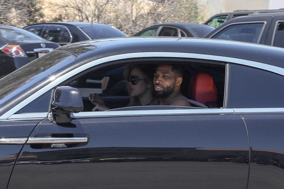 Khloe Kardashian and Tristan Thompson are snapped at a McDonald's drive-thru on June 19, 2018.