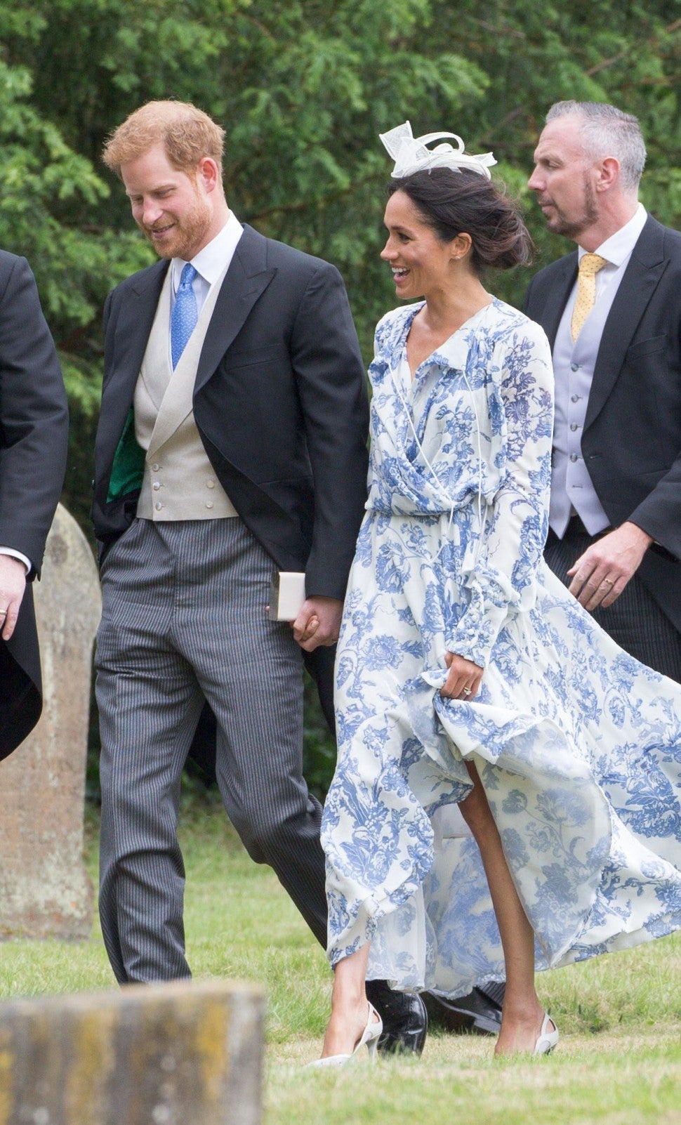 Prince Harry and Meghan Markle attend the wedding of Harry's cousin Celia McCorquodale to George Woodhouse in Stoke Rochford, England on June 16, 2018.