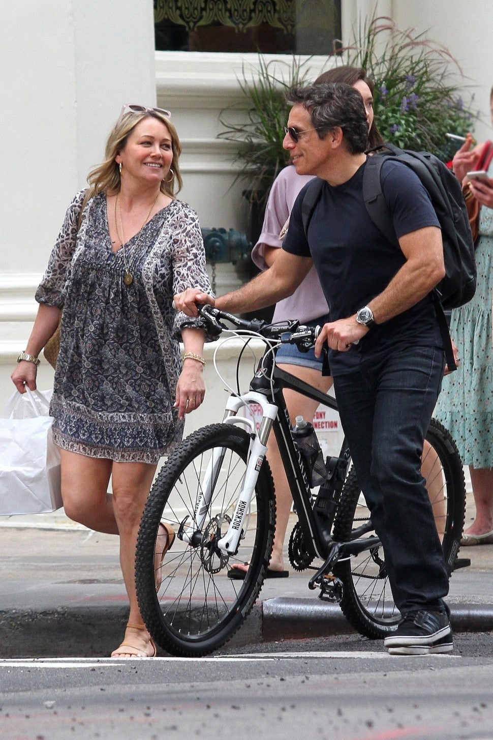 Ben Stiller and Christine Taylor are seen together in public for the first time since their split last year. The former couple had a two hour lunch at a Tribeca restaurant, they both exited and looked to be having a great time together as they were seen laughing before they went separate ways.