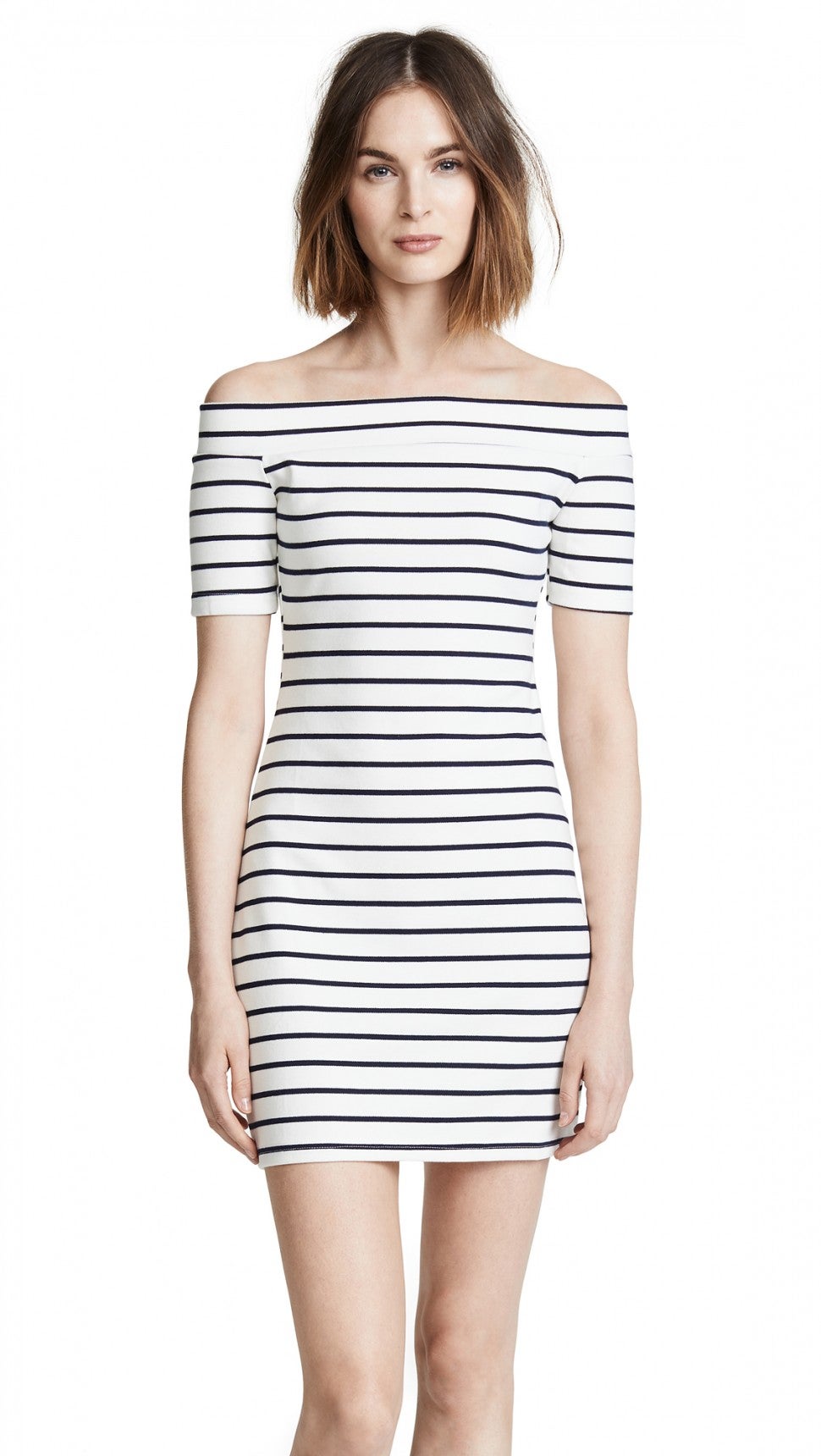 English Factory striped off-the-shoulder dress