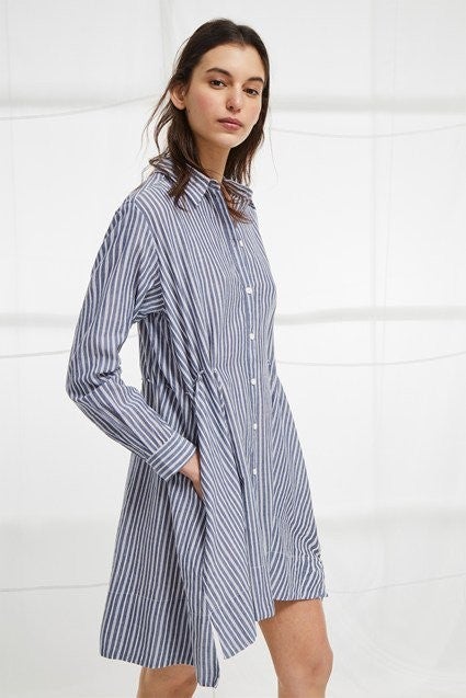 French Connection Tatus Stripe Drawstring Shirt Dress 
