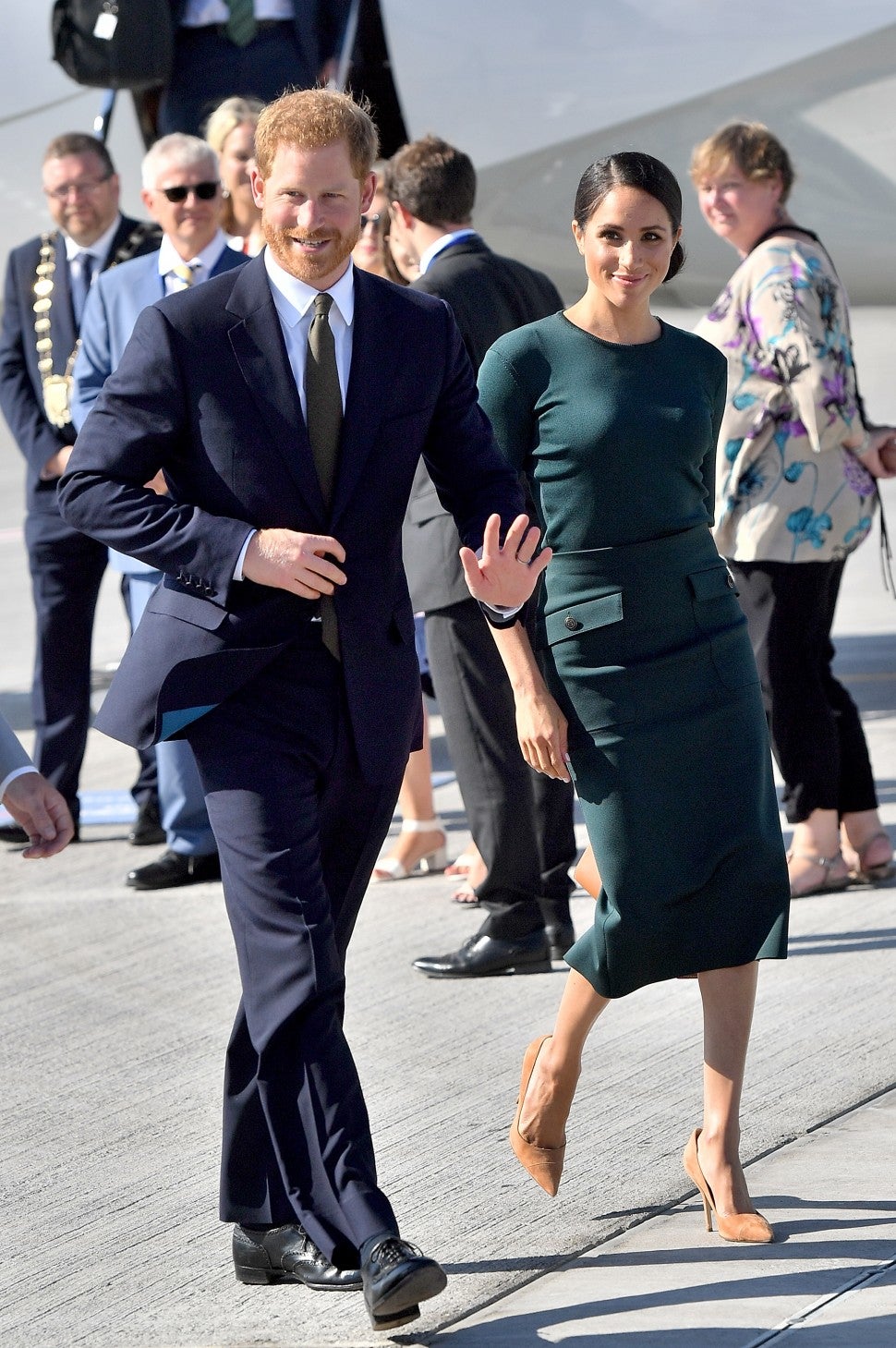 Meghan Markle green Givenchy dress in Ireland with Prince Harry