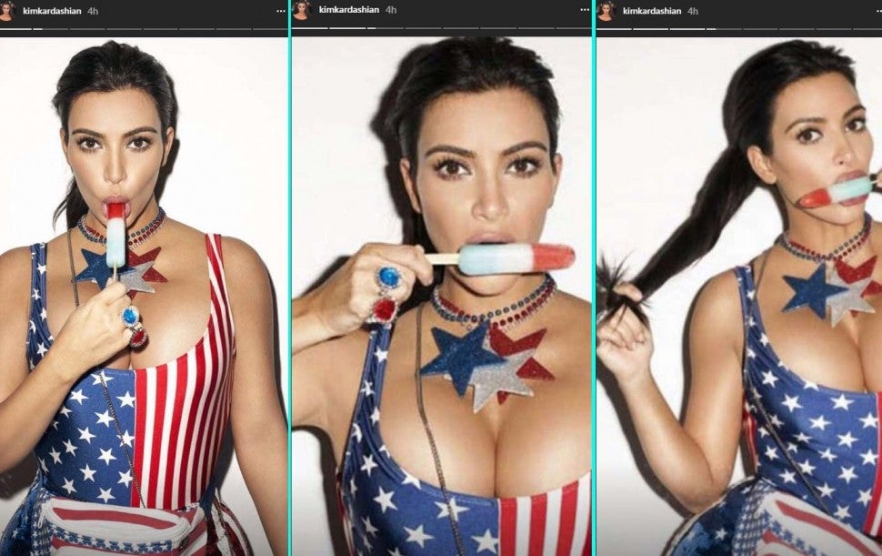 Kim Kardashian celebrates the 4th of July with a popcicle