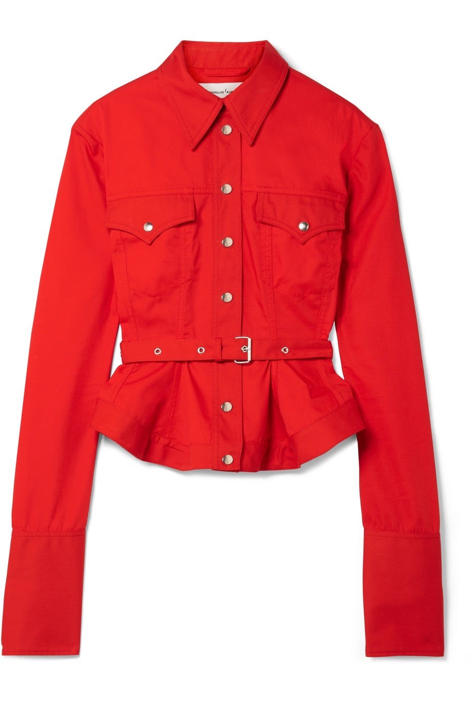 Marques Almeida red belted jacket