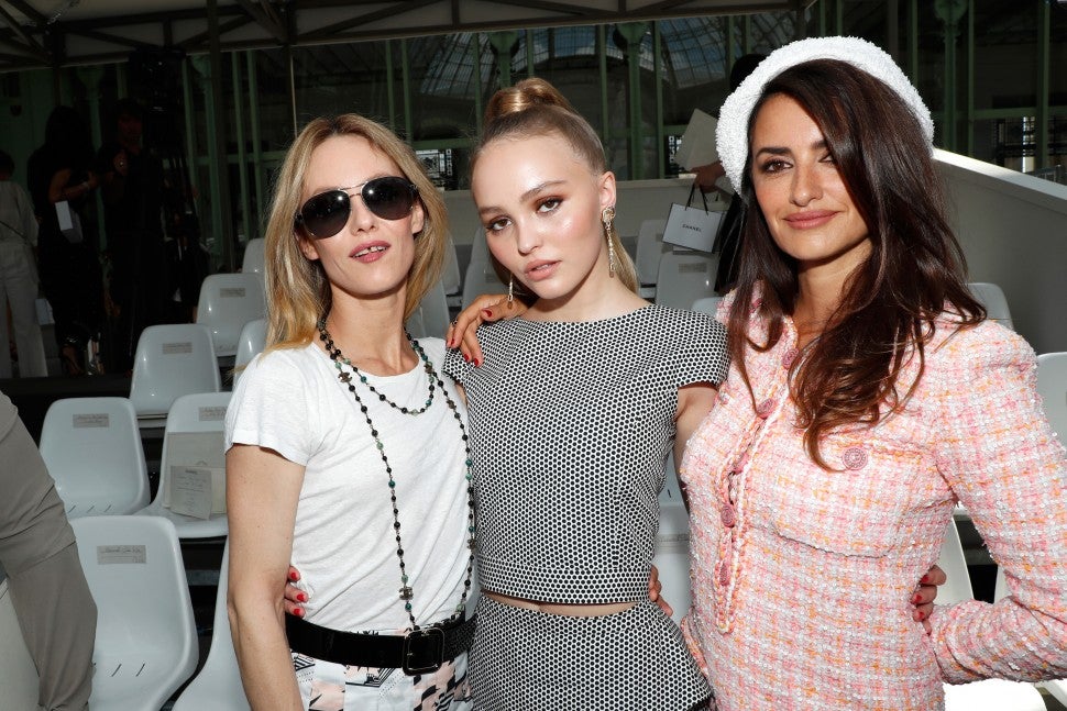 Vanessa Paradis, her daughter Lily-Rose Depp and Penelope Cruz attend the Chanel Haute Couture Fall Winter 2018/2019 show as part of Paris Fashion Week on July 3, 2018 in Paris, France.