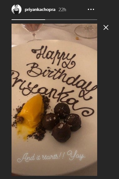 Priyanka Chopra birthday dessert