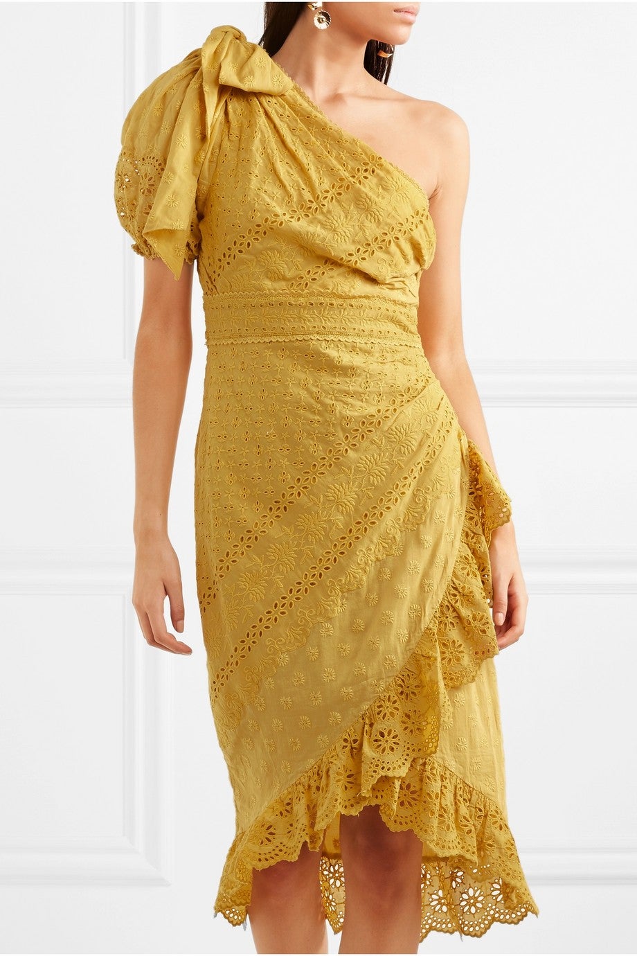 Ulla Johnson Gwyneth One-Shoulder Broderie Anglaise Cotton Dress  