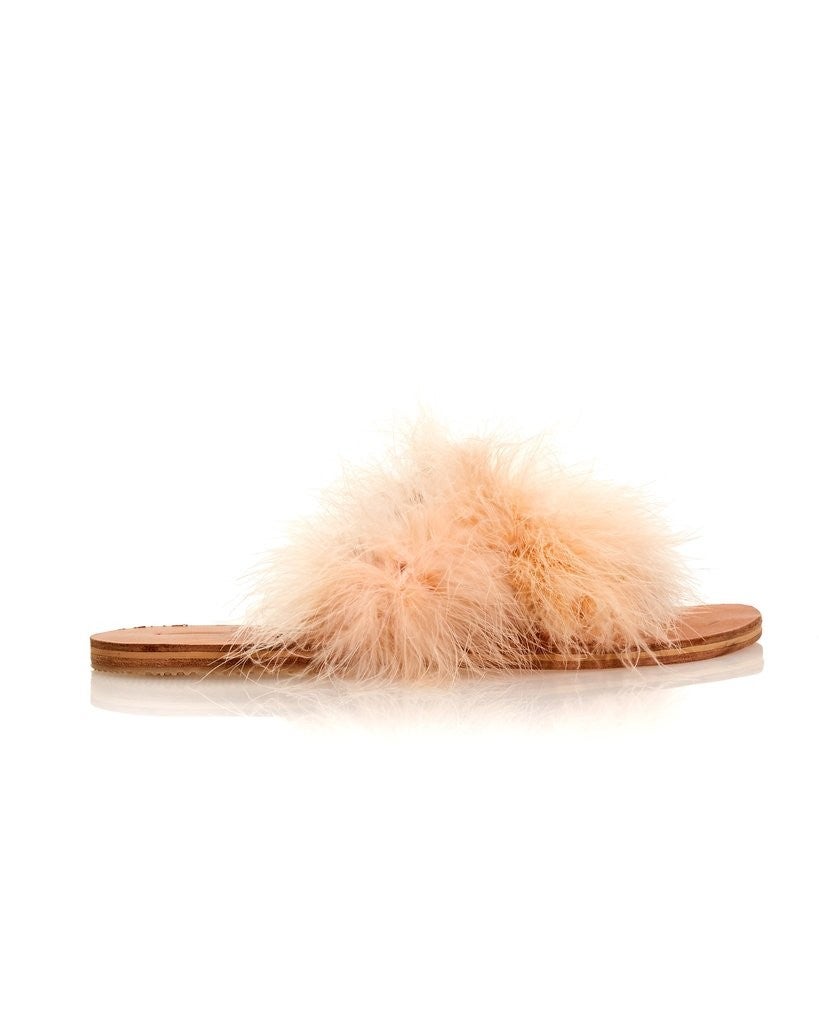 Brother Vellies feather slides
