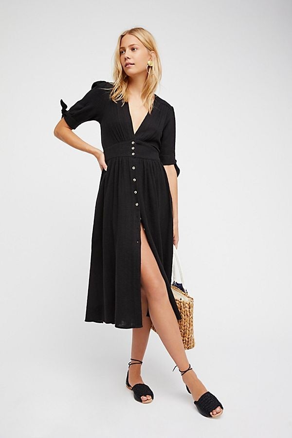 Free People buttoned black dress