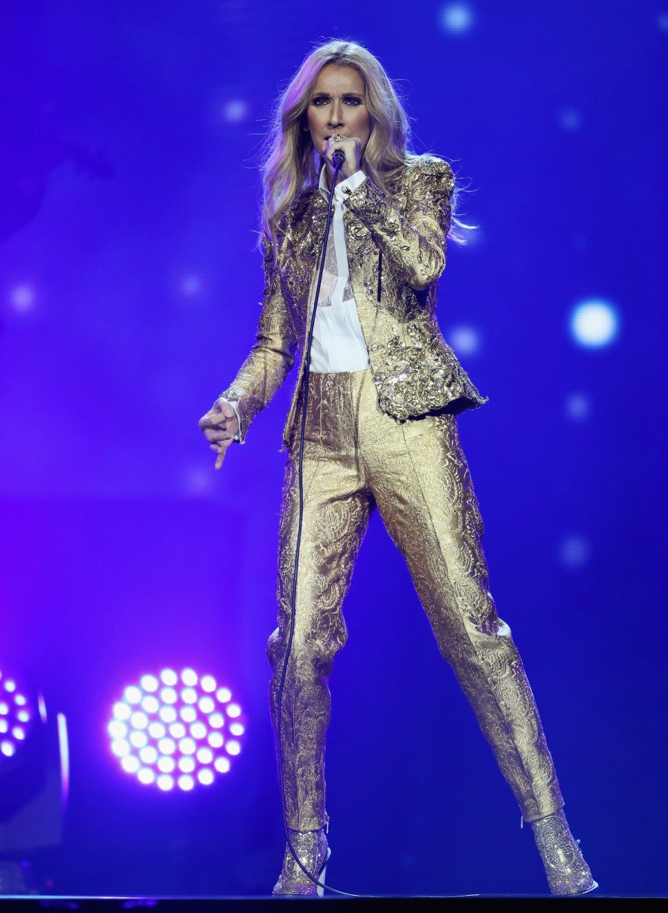 Celine Dion gold suit