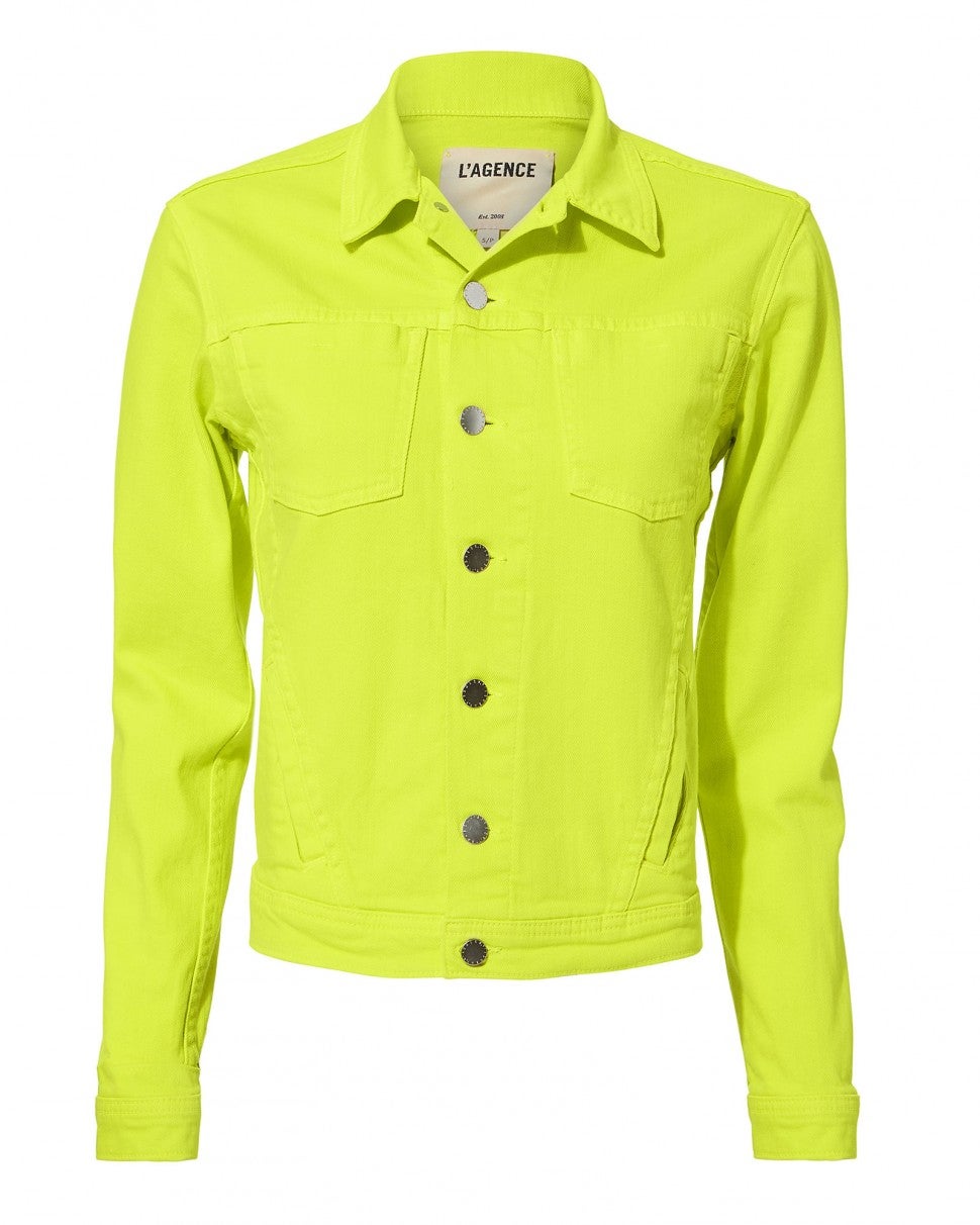 L'Agence neon yellow denim jacket