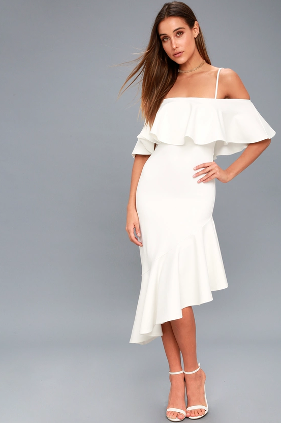 Lulus off-the-shoulder white dress