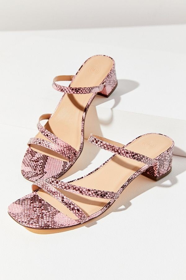 Urban Outfitters pink snakeskin sandals