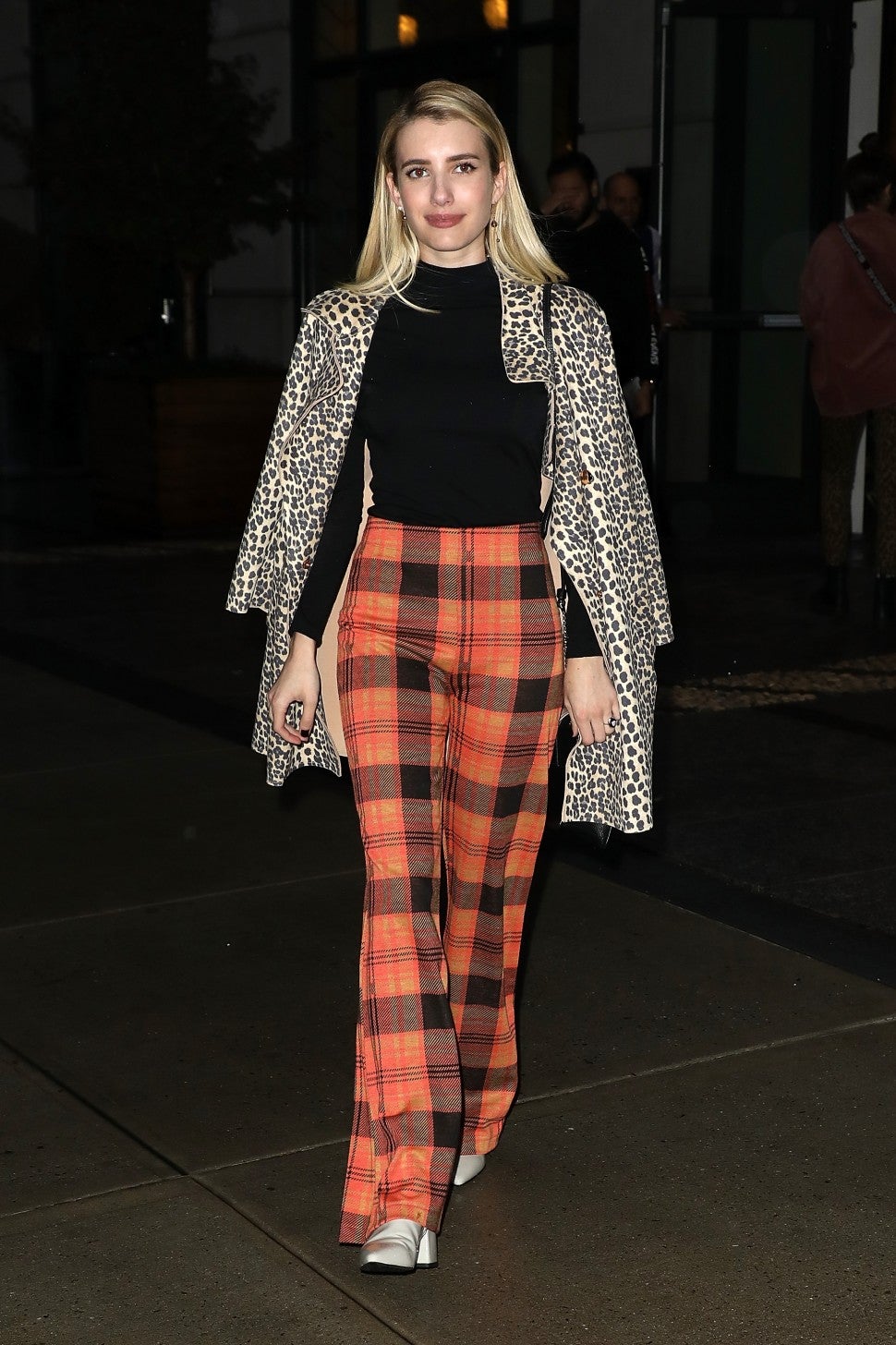 Emma Roberts in leopard and plaid