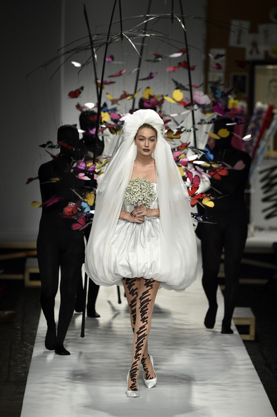 Gigi Hadid Moschino runway wedding dress