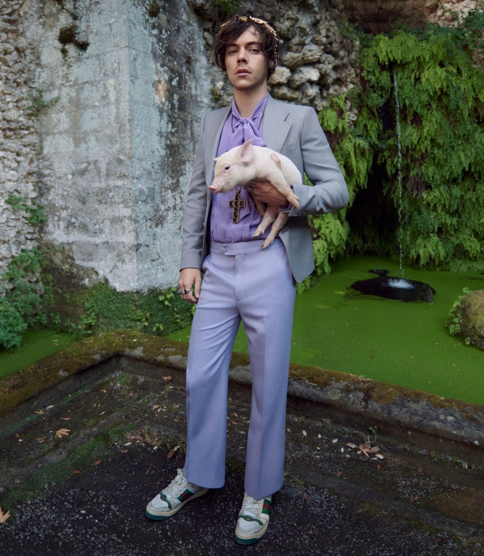 Harry Styles Gucci campaign with piglet