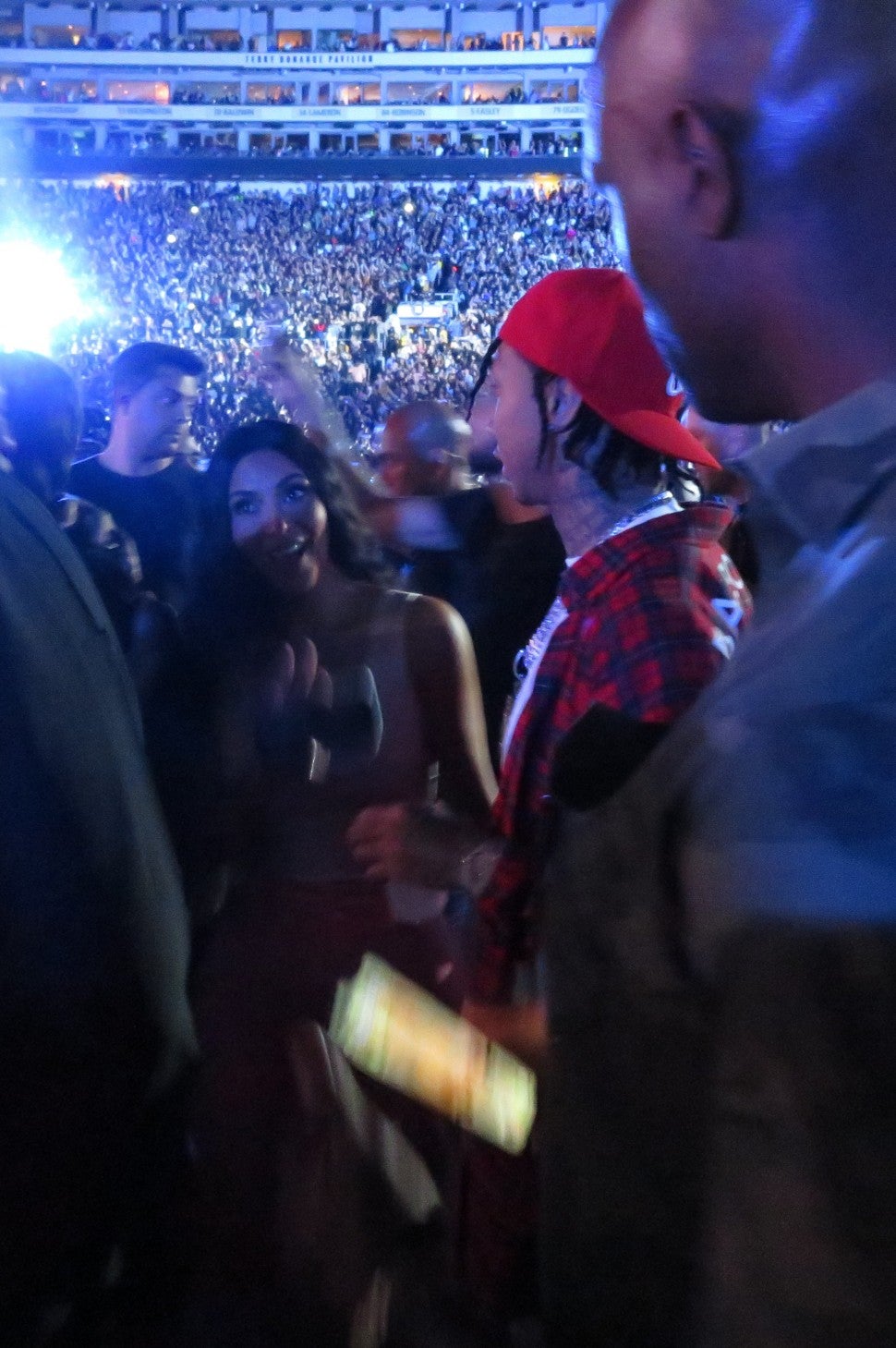 Kim Kardashian runs into Tyga at Beyonce and JAY-Z's On the Run II concert on Sept. 23, 2018.