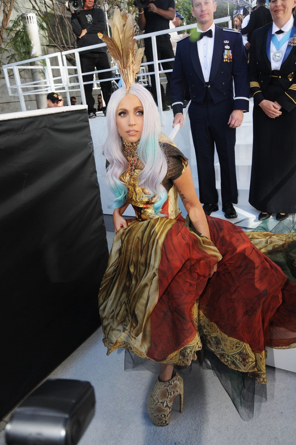 Lady Gaga arrives at the 2010 MTV Video Music Awards held at Nokia Theatre L.A. Live on September 12, 2010 in Los Angeles, California.